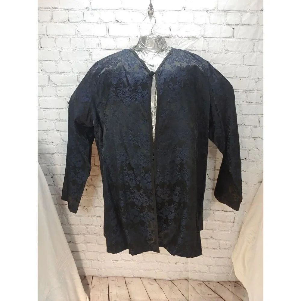 Ashanti by Barbara McCaine VINTAGE Women's Size 3X Black/Blue Jacquard Jacket